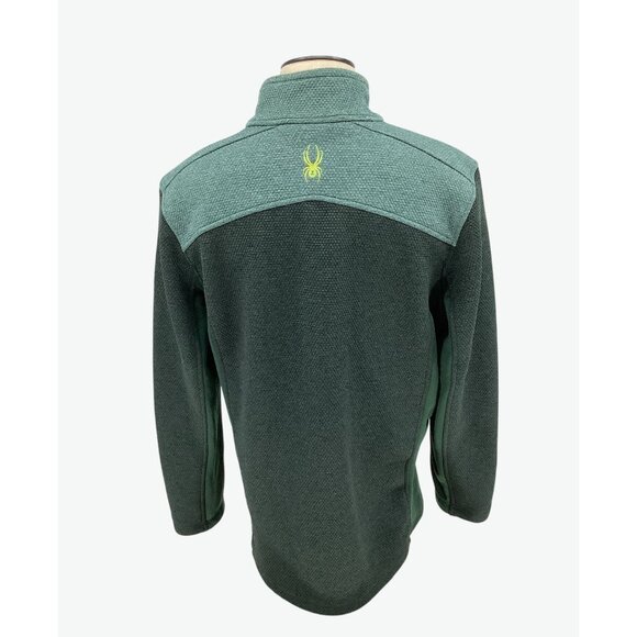 Spyder Full-Zip Mens Green Textured Fleece Jacket Neon Accents & Pockets Size XL - Picture 5 of 8